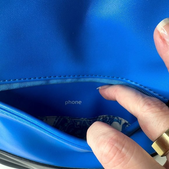 Lululemon Black Blue Happy Hatha Hour Bag Blue Paisley Interior Exterior Pockets - Picture 11 of 16